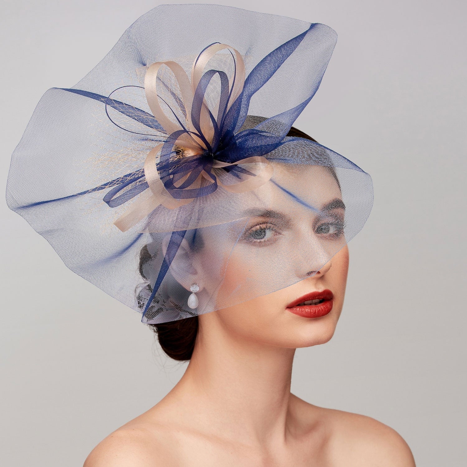 Wholesale Stretch Stripes / Net Fascinators Kentucky Derby Hat/ Headpiece with Bowknot / Cap 1 PC Wedding / Horse Race / Melbourne Cup Headpiece